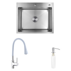 Кухонна мийка Kroner Geburstet-6050HM + Kuche-C031GRA + Spender-016 (CVS29844)