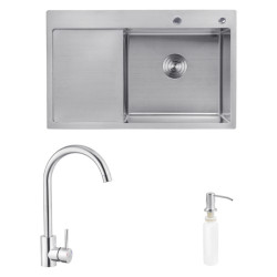 Кухонна мийка Kroner Schwarze-7849RHM + Klassisch-ESG035 + Spender-016 (CVS29811)