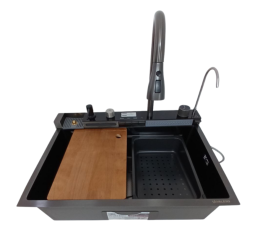 Кухонна мийка Valeso Handmade 68x45M PVD чорна "Водоспад" (ДЕКОР)