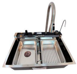 Кухонна мийка Valeso Handmade 68x45M сатин "Водоспад" (ДЕКОР)