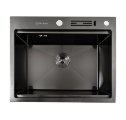 Кухонна мийка Valeso Handmade 60x50 PVD чорна з підставкою для ножів (3,0/0,8)