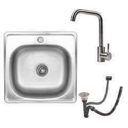 Кухонная мойка Valeso 4848 Сатин 0,6/170 TM + Valeso NS02A