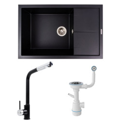 Кухонна мийка Valeso 7950 CALYPSO + Valeso Q411MB + Сифон (Чорний)