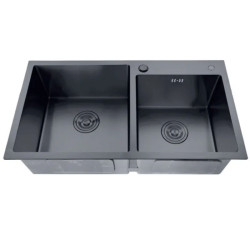 Кухонна мийка Zerix ZH7843D-215 NANO-BLACK (3.0/0.8) (MX1594)