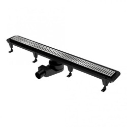 Лінійний трап Waterway Stream 850 мм, чорний з решіткою Wave (нерж/поліров) (WSB900004N1)