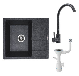 Кухонна мийка Valeso 5851 Aria графіт + Valeso 56 B NESP графіт + сифон 1041