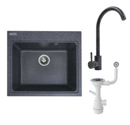 Кухонна мийка Valeso 5852 VESTA графіт + Valeso 56 B NESP графіт + сифон 1041