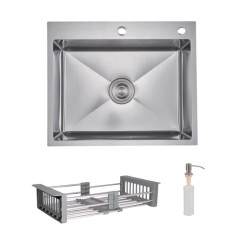 Кухонна мийка Lidz Handmade H6050H Decor Honeycomb з дозатором + Lidz K01G