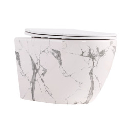 Унітаз підвісний Qtap Robin Ultra Quiet 490×365×325 Marble, Slim Duroplast / Soft-close / Quick Release QT13332381АSMR
