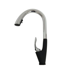 Кухонный смеситель с выдвижным изливом Valeso OB-D91C (хром+черный мат)