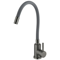 Кухонный смеситель Mixxus SEO-011 GRAPHITE REFL.GRAY с силиконовым изливом , графит (MI8225)