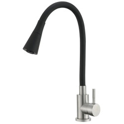 Кухонний змішувач Mixxus SUS-011-T REFL.BLACK із силіконовим виливом, вилив чорний (MI8226)