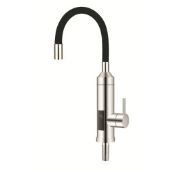 Проточний водонагрівач Zerix ELW35-EF-BLACK 3,3kW нержавіюча сталь, з індикатором температури та чорним виливом (ZX5970)