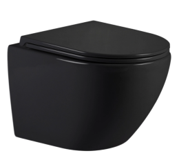 Унітаз підвісний Qtap Jay Ultra Quiet Matt Black, сидінням Slim Duroplast/ Soft-close/ Quick Relase QT07335177MB
