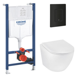 Інсталляция с унитазом Grohe Solido 2 в 1 38971000 + Grohe Even 389662430 + Kroner Harz WHI493736 RIMLESS