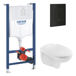 Інсталяція з унітазом Grohe Solido 2 в 1 38971000 + Grohe Even 389662430 + Kroner Oker WHI533536 RIMLESS