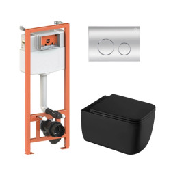 Інсталяція з унітазом Qtap Gemini Ultra Quiet 530х365х373 + Nest 4 в 1 (кругла клавіша Chrome)