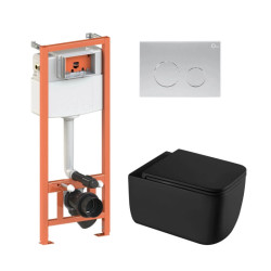 Інсталяція з унітазом Qtap Gemini Ultra Quiet 530х365х373 + Nest 4 в 1 (кругла клавіша Satin)