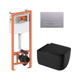 Інсталяція з унітазом Qtap Gemini Ultra Quiet 530х365х373 + Nest 4 в 1 (лінійна клавіша Satin)