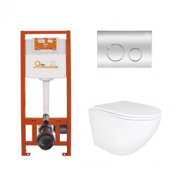 Інсталяція з унітазом Qtap Robin Ultra Quiet 490x365x325 + Nest 4 в 1 (кругла клавіша Chrome)