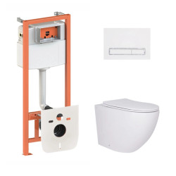 Інсталяція з унітазом Qtap Robin Ultra Quiet 520x365x365 + Nest 4 в 1 (лінійна клавіша White)