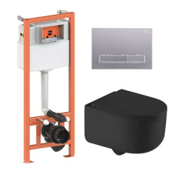 Інсталяція з унітазом Qtap Taurus Ultra Quiet 490x360x380 + Nest 4 в 1 (лінійна клавіша Satin)