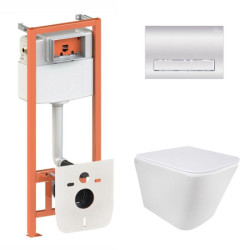 Інсталяція з унітазом Qtap Tern Ultra Quiet 490x365x325 + Nest 4 в 1 (лінійна клавіша Chrome)