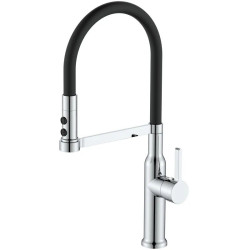 Кухонный смеситель Mixxus Premium PULL 017 REFL.BLACK (Цвет хром+силик.излив черный) (MI8277)