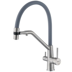 Змішувач кухонний з підключенням до фільтра Zerix MAG-021 Refl.Gray (зл.сірий) (ZX6004)