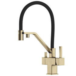 Кухонний змішувач Koer KB-72036-12 (Колір матове золото+силік.вилив чорний) (KR5814)