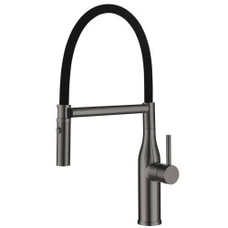 Кухонний змішувач Koer KI-70034-07 із нерж. сталі SUS304 (Колір графіт + силік.вилив чорний) (KR5810)