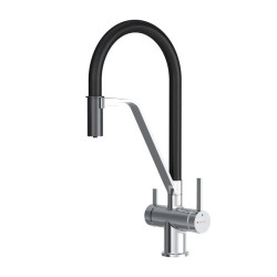 Кухонный смеситель Am.Pm Func F8F07802 (хром/черный, с гибким изливои и подключением питьевой воды)
