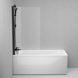 Штора на ванну Am.Pm Gem W90UBS-D080-140BT профиль черный мат, стекло прозрачное