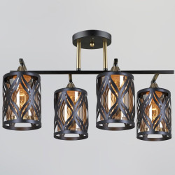 Люстра стельова в вітальню Sirius B N5942/4 BK+COP на 4 плафони