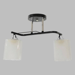 Люстра стельова класична на 2 плафони метал та скло Valeso 2433B/2 Чорний+Хром