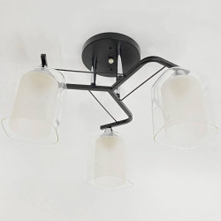 Люстра стельова класична на 3 плафони метал та скло Valeso 2433B/3 Чорний+Хром