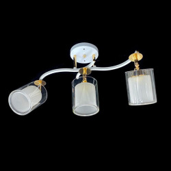 Люстра стельова класична на 3 плафони метал та скло Valeso 2435C/3 Білий+Золото