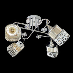 Люстра стельова класична на 4 плафони метал та скло Valeso 2431D/4 Хром