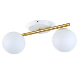 Люстра стельова на 2 плафони Valeso 5175-2 для спальні та вітальні металева Білий+мідь