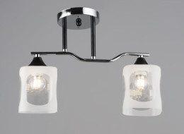 Стельова люстра на 2 плафони Valeso E27 Хром Чорний скло Сталь K2284/2