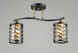 Стельова люстра на 2 плафони Valeso E27 Чорний мідь скло Сталь N5943/2