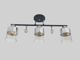 Люстра стельова на 3 плафони Valeso 2426B/3 для вітальні, спальні та кухні чорна з хромом