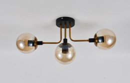 Люстра потолочная на 3 плафона Valeso DX2102-3, патрон E27, Черный+Золото