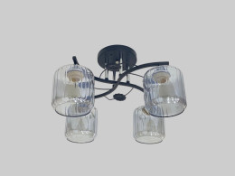 Люстра стельова на 4 плафони Valeso 2406B/4 для вітальні та спальні Чорний+Хром