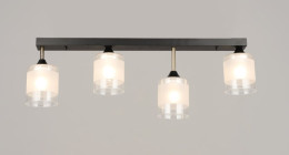 Люстра стельова на 4 плафони Valeso K2345/4, патрон E27, лінійна, Чорний+Бронза