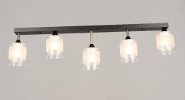 Люстра стельова на 5 плафонів Valeso K2345/5, патрон E27, лінійна, Чорний+Бронза