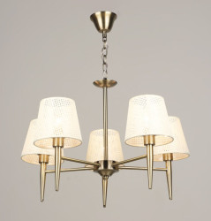Люстра стельова на 5 плафонів Valeso KH2360/5, патрон E14, Тканина, Бронза