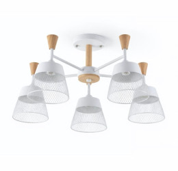 Люстра стельова на 5 плафонів Valeso XL25020-5 для вітальні та спальні Білий дерево