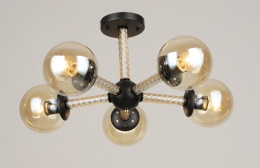 Люстра потолочная на 5 плафонов Valeso Черный + Золото K2341/5