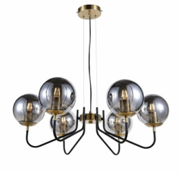 Люстра потолочная на 6 плафонов Valeso 512-6 для гостинной и спальни Черный медь